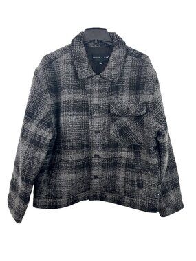 Edgar + Ash Plaid Gray Button-Up Shacket Lined Jacket w/ Pockets Mens Size L